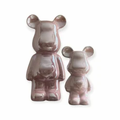 Beer beeld roze parelmoer hart 2 maten