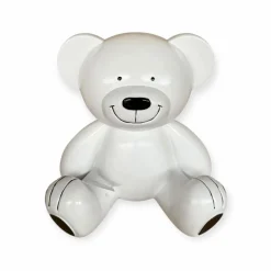 Beer beeld teddy zittend wit zwart 35 cm