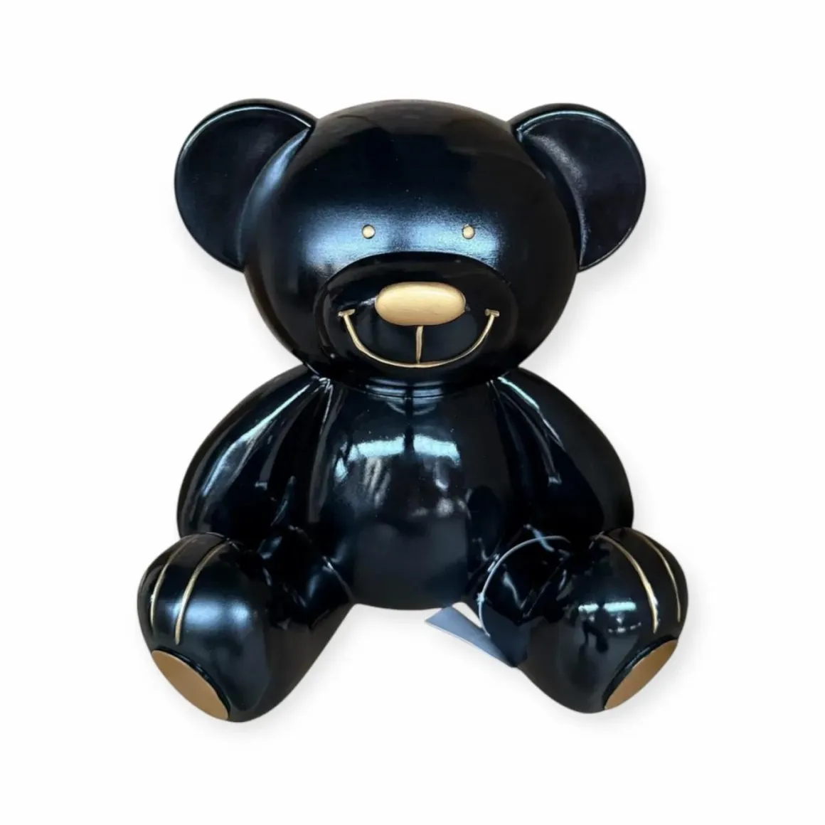 Beer beeld teddy zittend zwart goud 35 cm