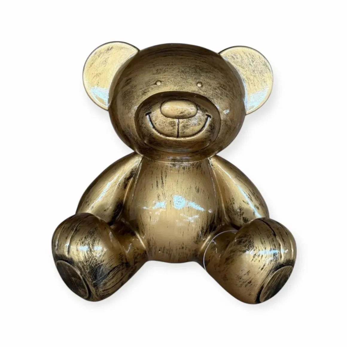 Beer beeld teddy zittend goud 35 cm