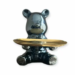 Beer met dienblad schaaltje beeld zwart blauw Chrome