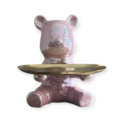 Beer met dienblad schaaltje beeld roze parelmoer