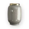 Beige Taupe vaas met gouden rand