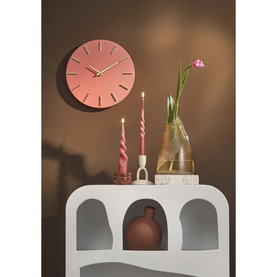 Brixen Wandklok – Ø36 cm – Roze