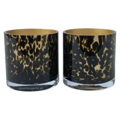 Celtic gold cheetah waxinelichthouders (set van 2)