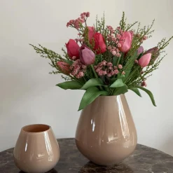 Complete decoratie set Tasman Taupe met tulpen | Vase the world