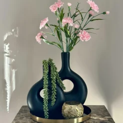 Complete tafel decoratie set met zwarte vaasjes