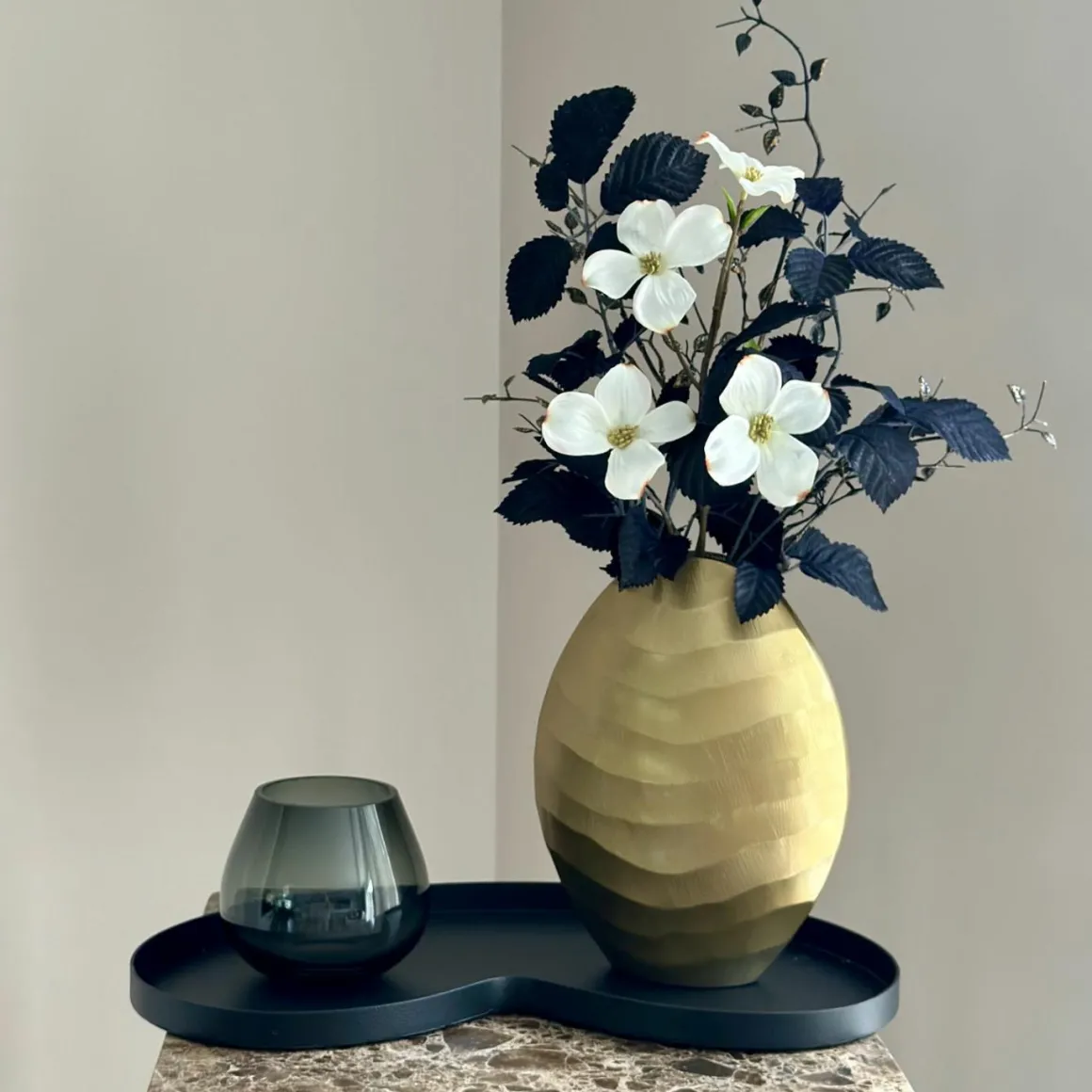 Complete woonaccessoires set met waxinelichthouder goud zwart