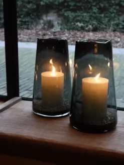 Conical vaas smoke organic rim 20x35cm