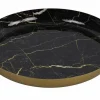 Countryfield Dienblad rond Marmer L zwart / goud