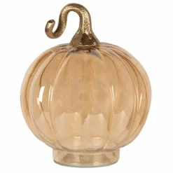 Decoratie Pompoen 15×18 cm goudkleurig glas