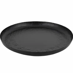 Decoratief rond dienblad hammered 30cm Zwart