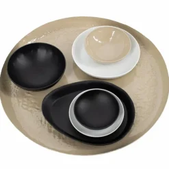 Decoratief rond dienblad hammered 40 cm Zwart