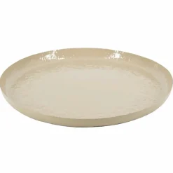 Decoratief rond dienblad hammered 40 cm beige taupe