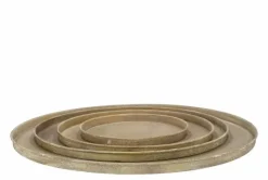 Dienblad rond goud mat metaal – 46x46x2 cm