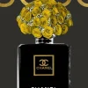 Glasschilderij Chanel parfum fles zwart goud 60x80cm