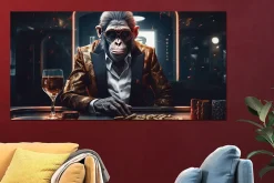 Glasschilderij gangster pokeraap 80x160cm