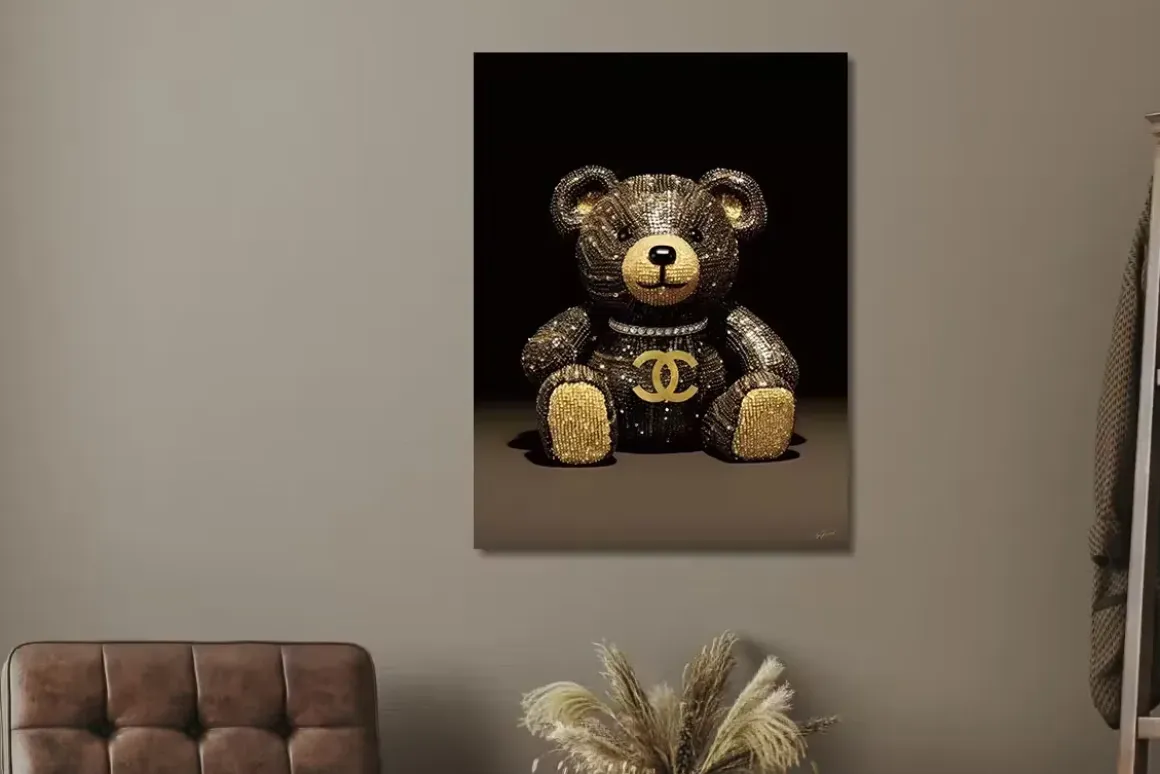 Glasschilderij Knuffelbeer 60x80cm