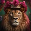 Glasschilderij leeuw met kroon 80x80cm