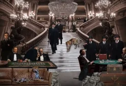 Glasschilderij Maffia gangsters in casino 2 afmetingen