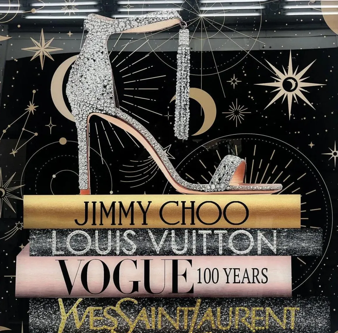 Glasschilderij met kristallen en lijst 80x80cm Hak op boeken