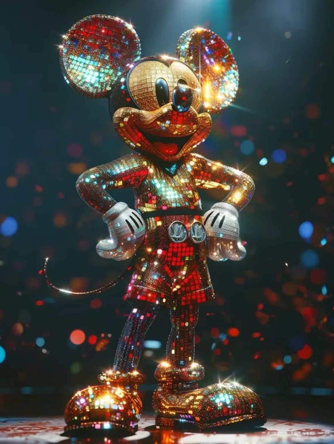 Glasschilderij Mickey Mouse disney standbeeld 60x80cm