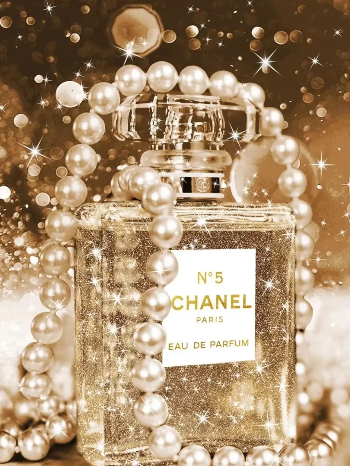 Glasschilderij parfumfles met goudfolie 60x80cm