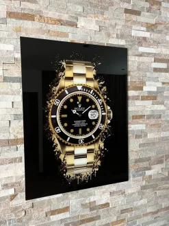 Glasschilderij Rolex watch horloge 80x120cm