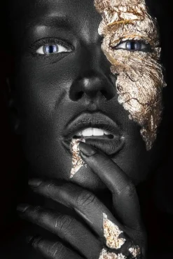 Glasschilderij woman gold 80 x 120 cm