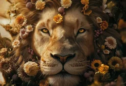 Glasschilderij 160x110cm Artistieke mannetjes leeuw