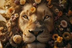 Glasschilderij 120x80cm Artistieke mannetjes leeuw