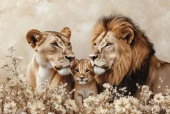 Glasschilderij 120x80cm Getekende leeuwen
