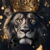 Glasschilderij 80x120cm Leeuw met kroon