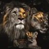 Glasschilderij 160x110cm Leeuwenfamilie met 1 welpje