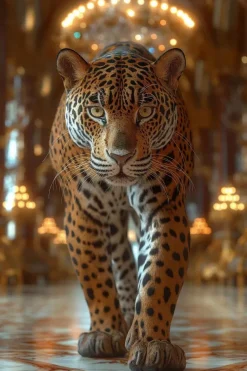 Glasschilderij 80x120cm Panter in paleis