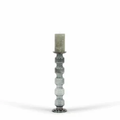 Glazen kandelaar Oyster 5 Rolls Grey luster