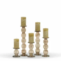 Glazen kandelaar Oyster 5 Rolls brown luster