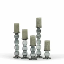 Glazen kandelaar Oyster Rolls Grey luster set 5