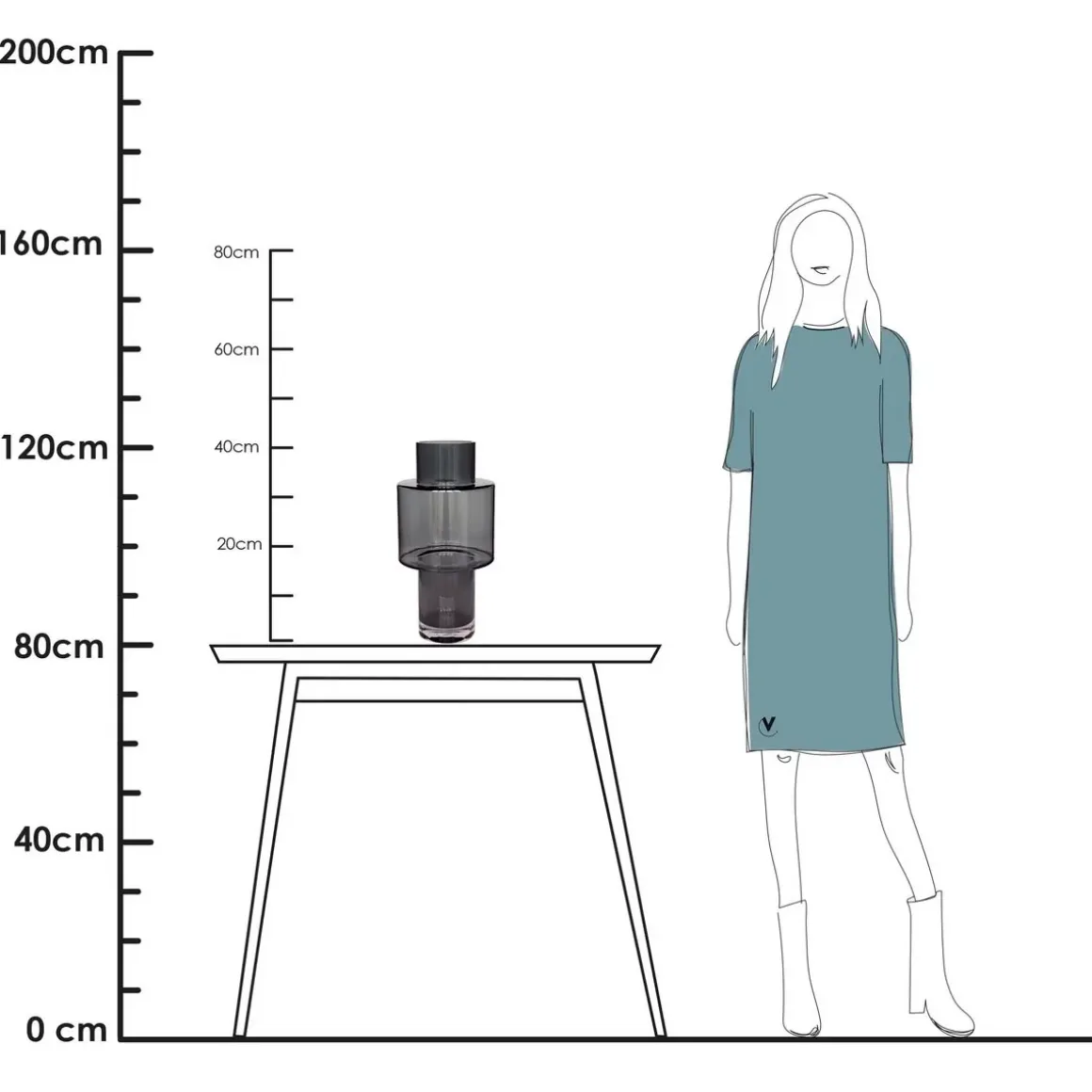 Glazen vaas Juba grey