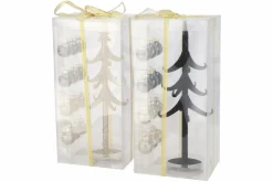 Glitter zwart champagne kerstboom kerstdecoratie 8x25cm