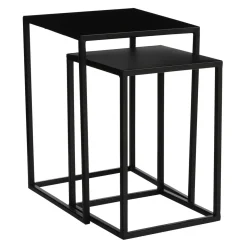 Goa Bijzettafel – Set van 2 – L30 x B30 x H42 cm – Metaal – Zwart