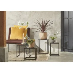 Goa Bijzettafel – Set van 2 – L30 x B30 x H42 cm – Metaal – Zwart