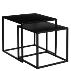Goa Bijzettafel – Set van 2 – L35 x B35 x H33 cm – Metaal – Zwart