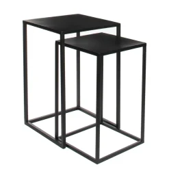 Goa Bijzettafel – Set van 2 – L35 x B35 x H55 cm – Metaal – Zwart