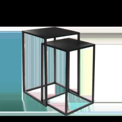 Goa Bijzettafel – Set van 2 – L35 x B35 x H55 cm – Metaal – Zwart