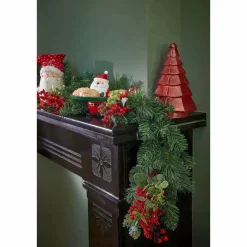 Harvey Guirlande met Dennenappels – L180 x B15 x H11 cm – Groen, Rood