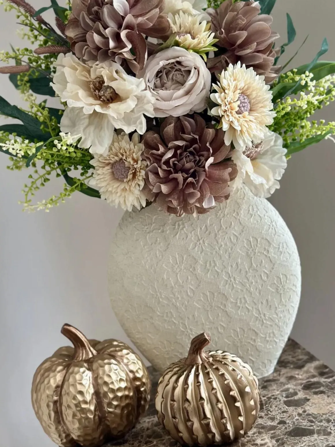 Herfstdecoratie set Beige bruin met pompoenen