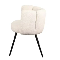 High five luxe eetkamerstoelen wit parelmoer (boucle) (Set van 2)