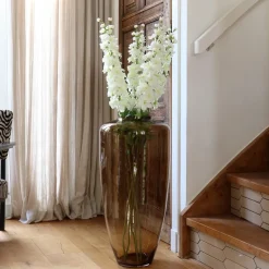 Hoge vaas Kongo taupe van glas Ø35 x H70 cm