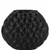 Inga jada black zwart ovaal vaas structuur 24x10x20cm